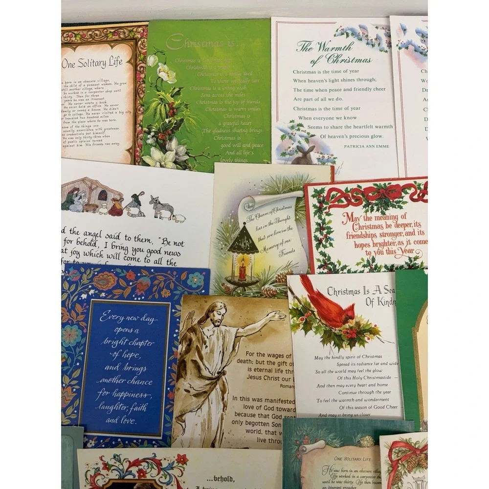 Vintage Christmas Cards Fronts ONLY Bible  Verses More Scrapbooking Crafts 50+